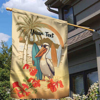 Personalized Saint Kitts And Nevis Garden Flag Brown Pelican Beach Vibe - Wonder Print Shop