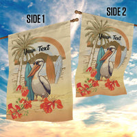 Personalized Saint Kitts And Nevis Garden Flag Brown Pelican Beach Vibe - Wonder Print Shop