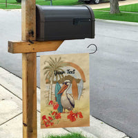 Personalized Saint Kitts And Nevis Garden Flag Brown Pelican Beach Vibe - Wonder Print Shop