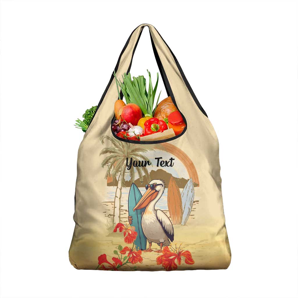 Personalized Saint Kitts And Nevis Grocery Bag Brown Pelican Beach Vibe - Wonder Print Shop