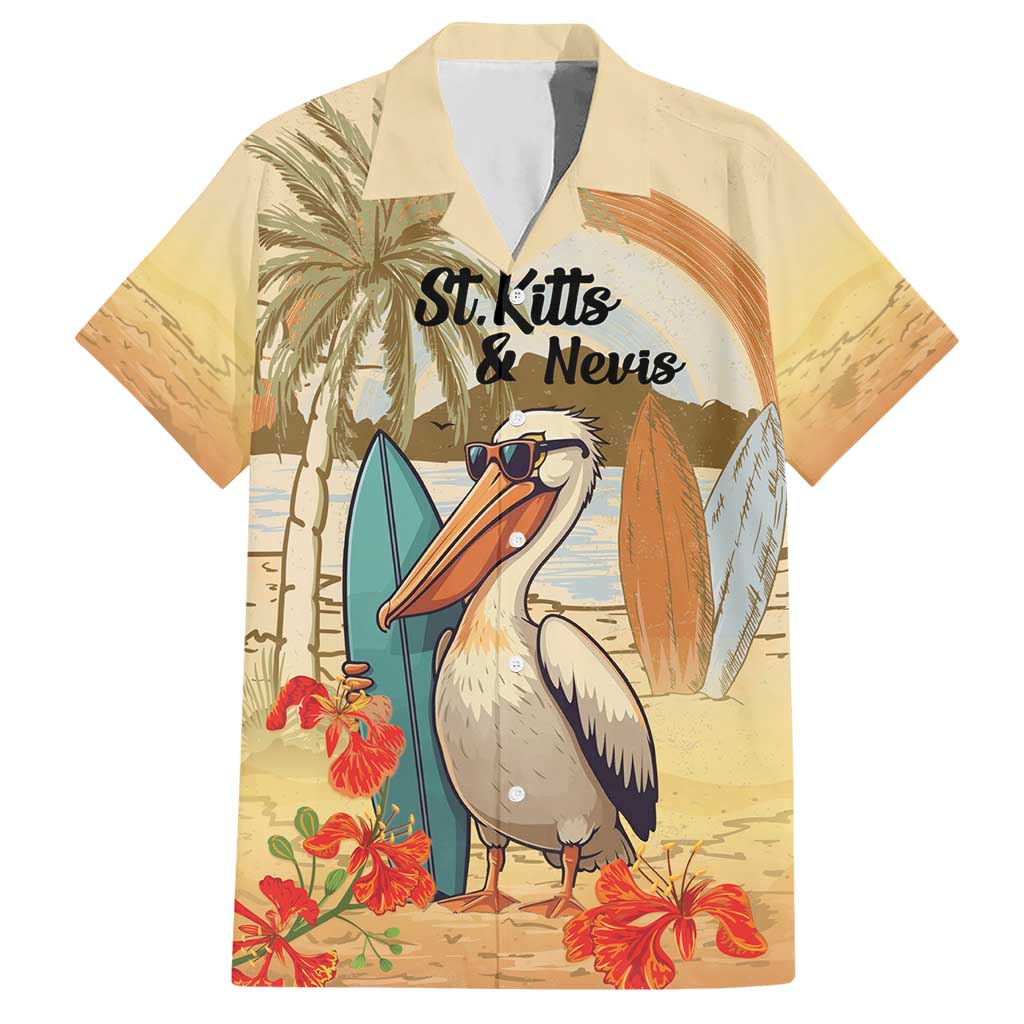 Personalized Saint Kitts And Nevis Hawaiian Shirt Brown Pelican Beach Vibe - Wonder Print Shop