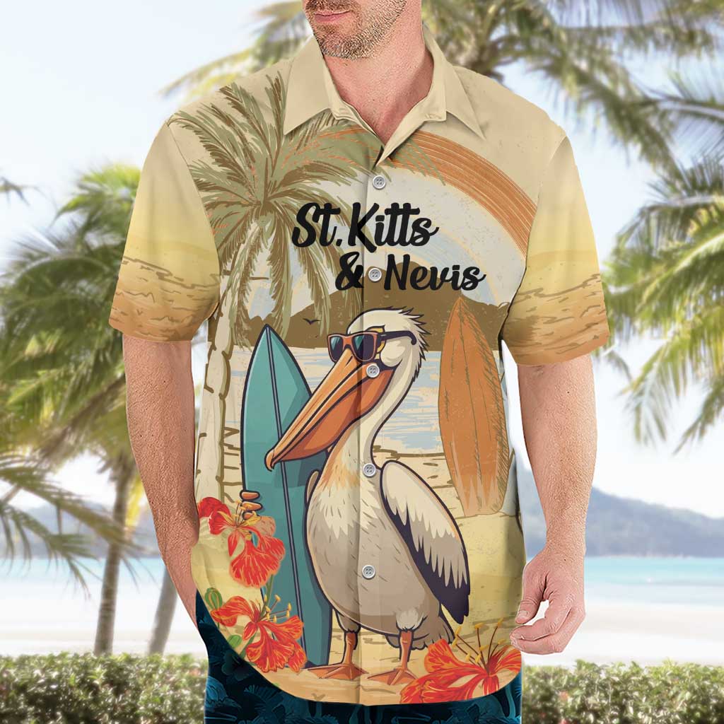 Personalized Saint Kitts And Nevis Hawaiian Shirt Brown Pelican Beach Vibe - Wonder Print Shop