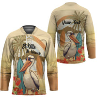 Personalized Saint Kitts And Nevis Hockey Jersey Brown Pelican Beach Vibe - Wonder Print Shop