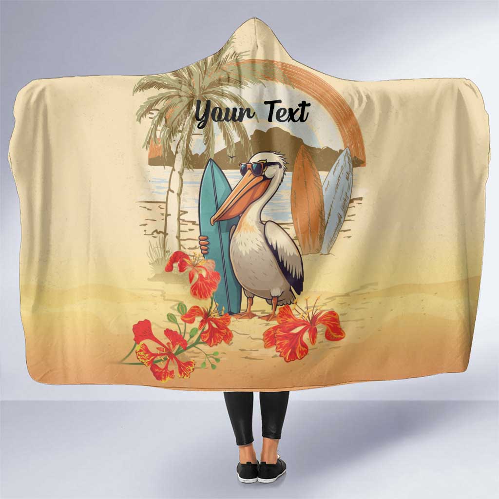 Personalized Saint Kitts And Nevis Hooded Blanket Brown Pelican Beach Vibe - Wonder Print Shop