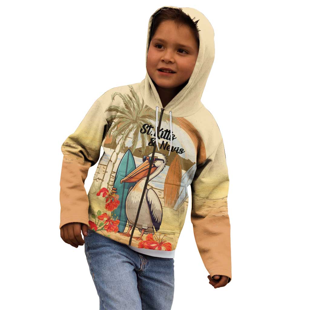Personalized Saint Kitts And Nevis Kid Hoodie Brown Pelican Beach Vibe - Wonder Print Shop