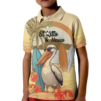 Personalized Saint Kitts And Nevis Kid Polo Shirt Brown Pelican Beach Vibe - Wonder Print Shop