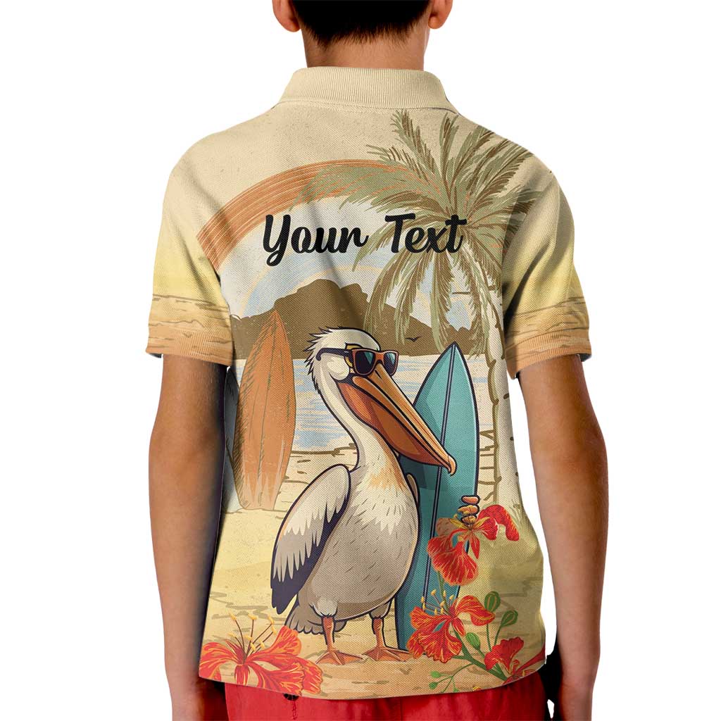 Personalized Saint Kitts And Nevis Kid Polo Shirt Brown Pelican Beach Vibe - Wonder Print Shop