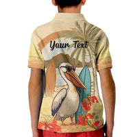 Personalized Saint Kitts And Nevis Kid Polo Shirt Brown Pelican Beach Vibe - Wonder Print Shop