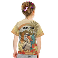 Personalized Saint Kitts And Nevis Kid T Shirt Brown Pelican Beach Vibe - Wonder Print Shop