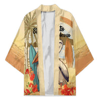 Personalized Saint Kitts And Nevis Kimono Brown Pelican Beach Vibe - Wonder Print Shop
