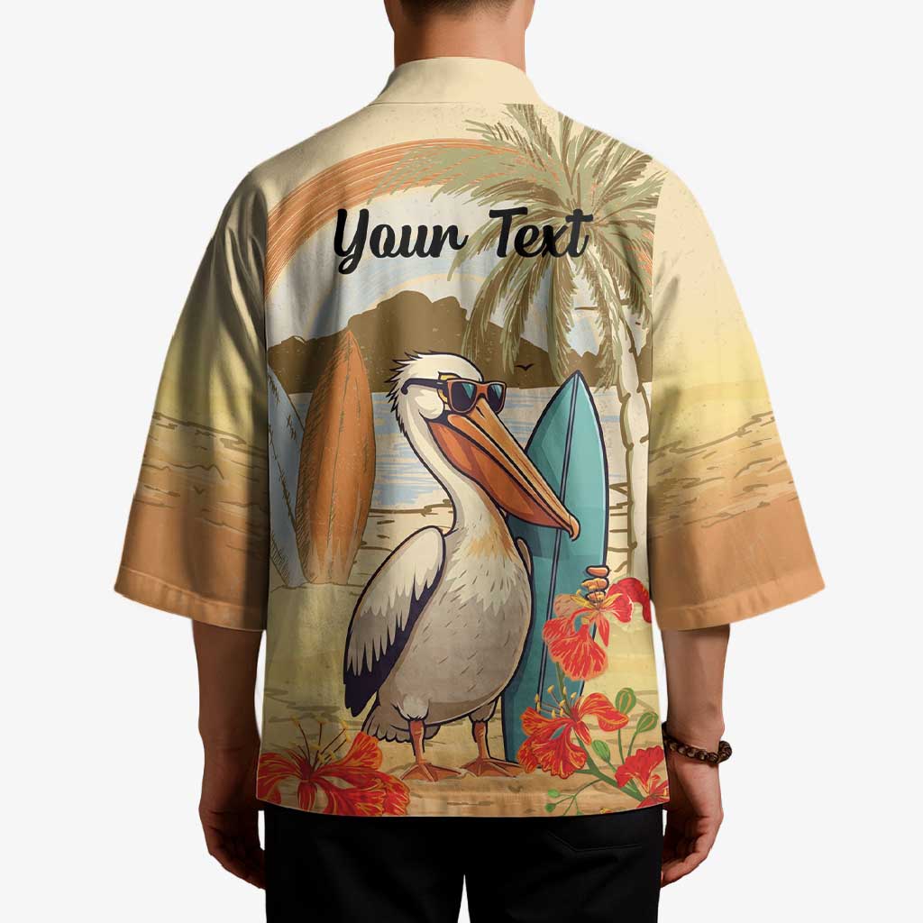 Personalized Saint Kitts And Nevis Kimono Brown Pelican Beach Vibe - Wonder Print Shop