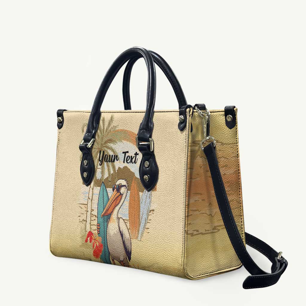 Personalized Saint Kitts And Nevis Leather Bag Brown Pelican Beach Vibe - Wonder Print Shop