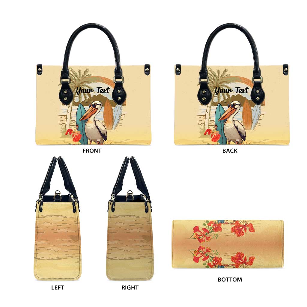 Personalized Saint Kitts And Nevis Leather Bag Brown Pelican Beach Vibe - Wonder Print Shop