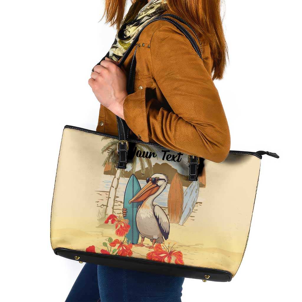 Personalized Saint Kitts And Nevis Leather Tote Bag Brown Pelican Beach Vibe - Wonder Print Shop