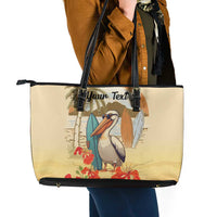 Personalized Saint Kitts And Nevis Leather Tote Bag Brown Pelican Beach Vibe - Wonder Print Shop