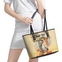 Personalized Saint Kitts And Nevis Leather Tote Bag Brown Pelican Beach Vibe - Wonder Print Shop
