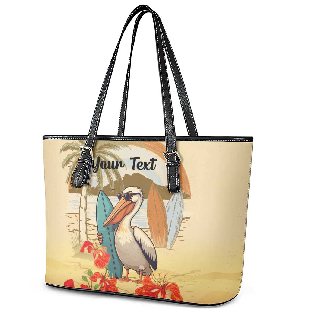 Personalized Saint Kitts And Nevis Leather Tote Bag Brown Pelican Beach Vibe - Wonder Print Shop