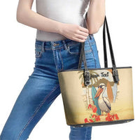 Personalized Saint Kitts And Nevis Leather Tote Bag Brown Pelican Beach Vibe - Wonder Print Shop