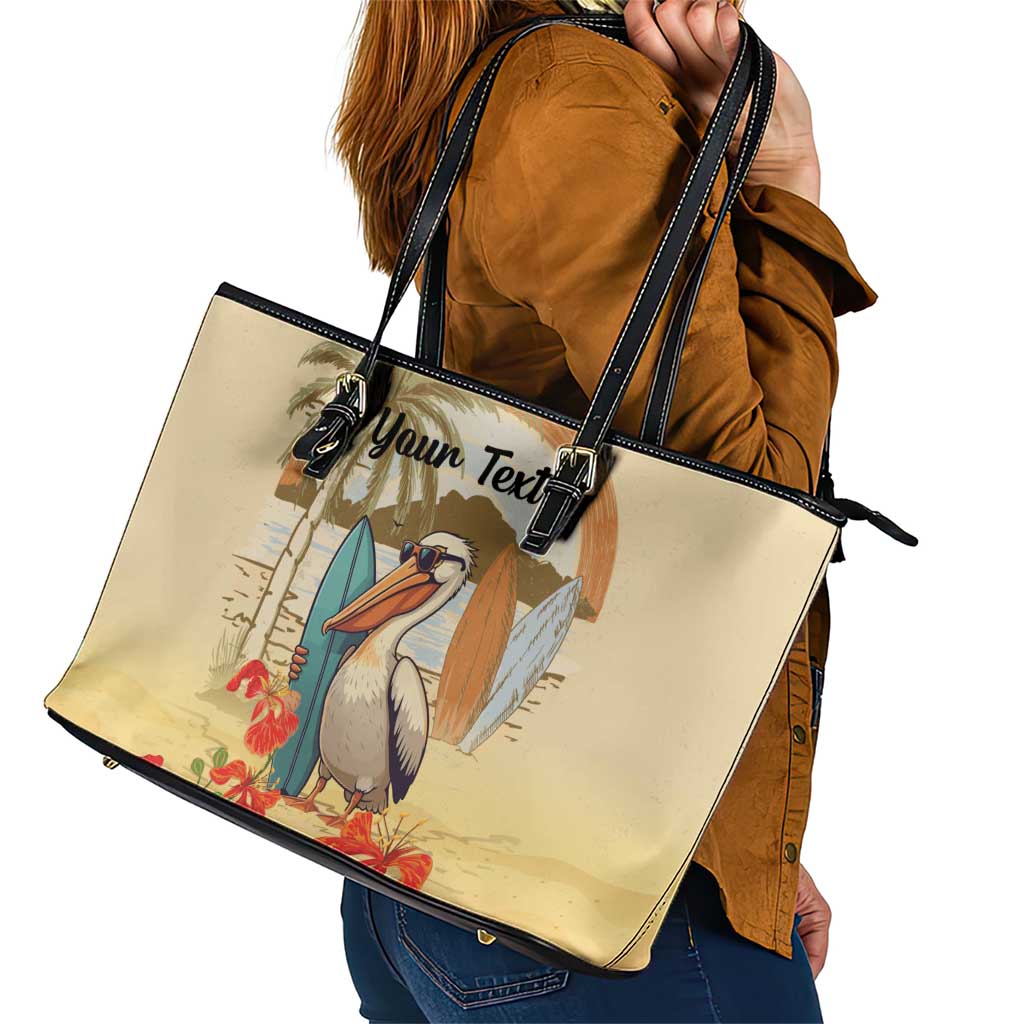 Personalized Saint Kitts And Nevis Leather Tote Bag Brown Pelican Beach Vibe - Wonder Print Shop