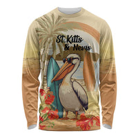 Personalized Saint Kitts And Nevis Long Sleeve Shirt Brown Pelican Beach Vibe - Wonder Print Shop