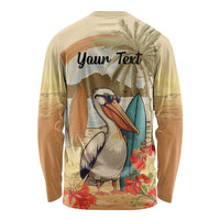 Personalized Saint Kitts And Nevis Long Sleeve Shirt Brown Pelican Beach Vibe - Wonder Print Shop