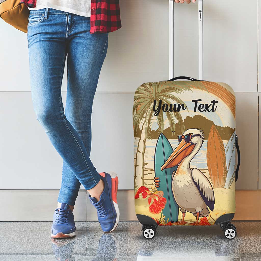 Personalized Saint Kitts And Nevis Luggage Cover Brown Pelican Beach Vibe - Wonder Print Shop