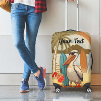 Personalized Saint Kitts And Nevis Luggage Cover Brown Pelican Beach Vibe - Wonder Print Shop