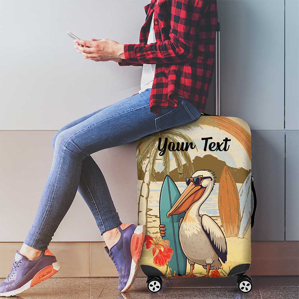 Personalized Saint Kitts And Nevis Luggage Cover Brown Pelican Beach Vibe - Wonder Print Shop