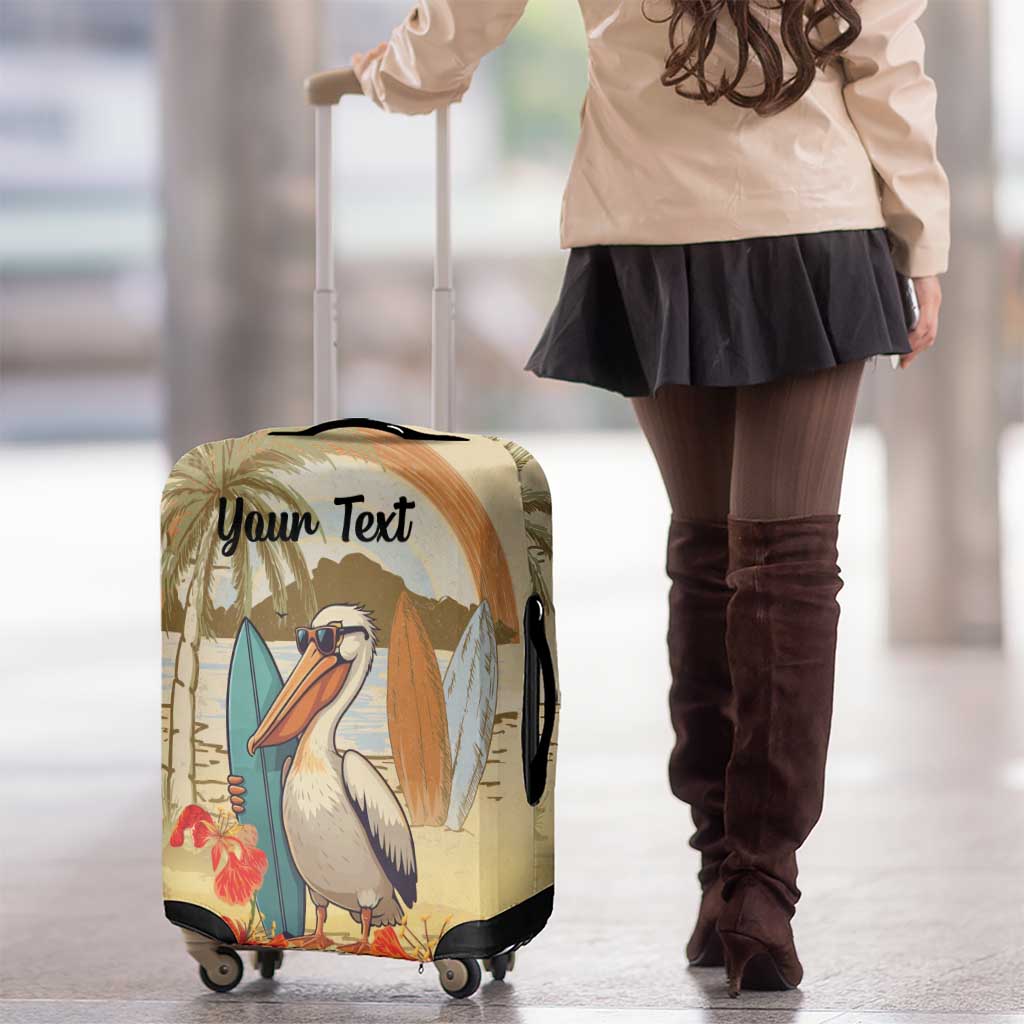 Personalized Saint Kitts And Nevis Luggage Cover Brown Pelican Beach Vibe - Wonder Print Shop