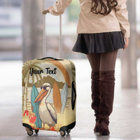 Personalized Saint Kitts And Nevis Luggage Cover Brown Pelican Beach Vibe - Wonder Print Shop