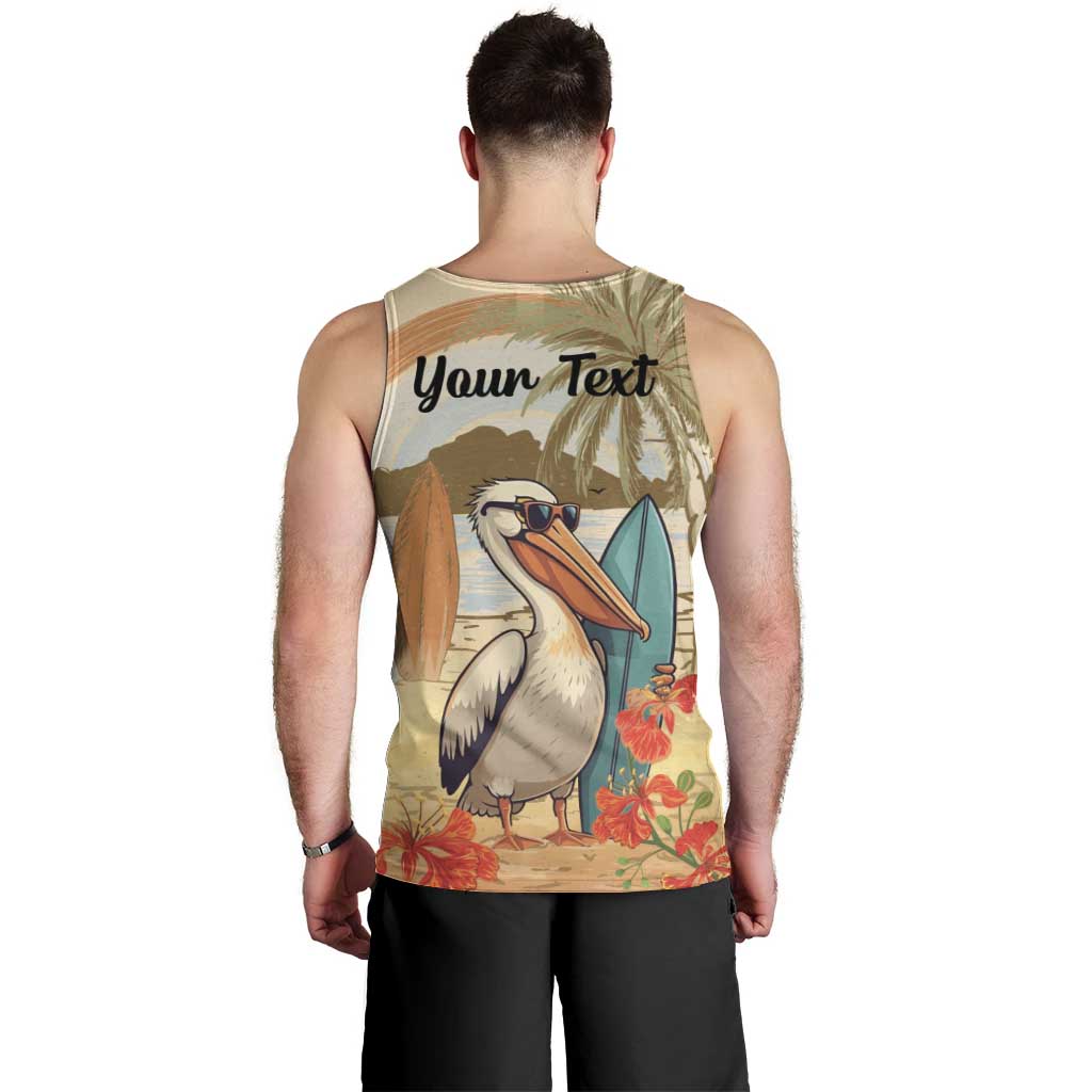 Personalized Saint Kitts And Nevis Men Tank Top Brown Pelican Beach Vibe - Wonder Print Shop