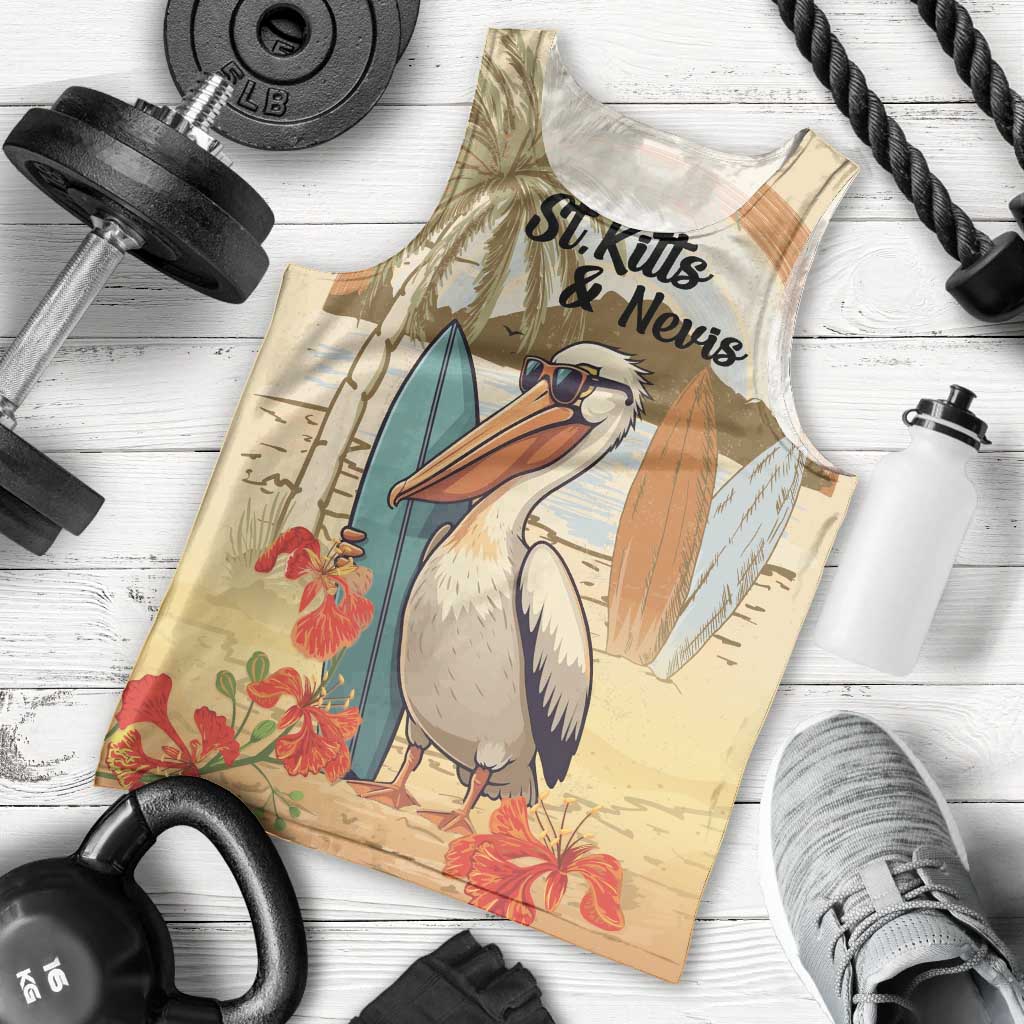 Personalized Saint Kitts And Nevis Men Tank Top Brown Pelican Beach Vibe - Wonder Print Shop