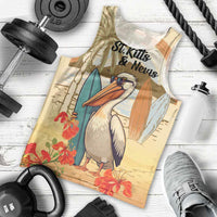 Personalized Saint Kitts And Nevis Men Tank Top Brown Pelican Beach Vibe - Wonder Print Shop