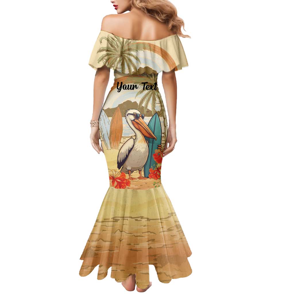 Personalized Saint Kitts And Nevis Mermaid Dress Brown Pelican Beach Vibe - Wonder Print Shop