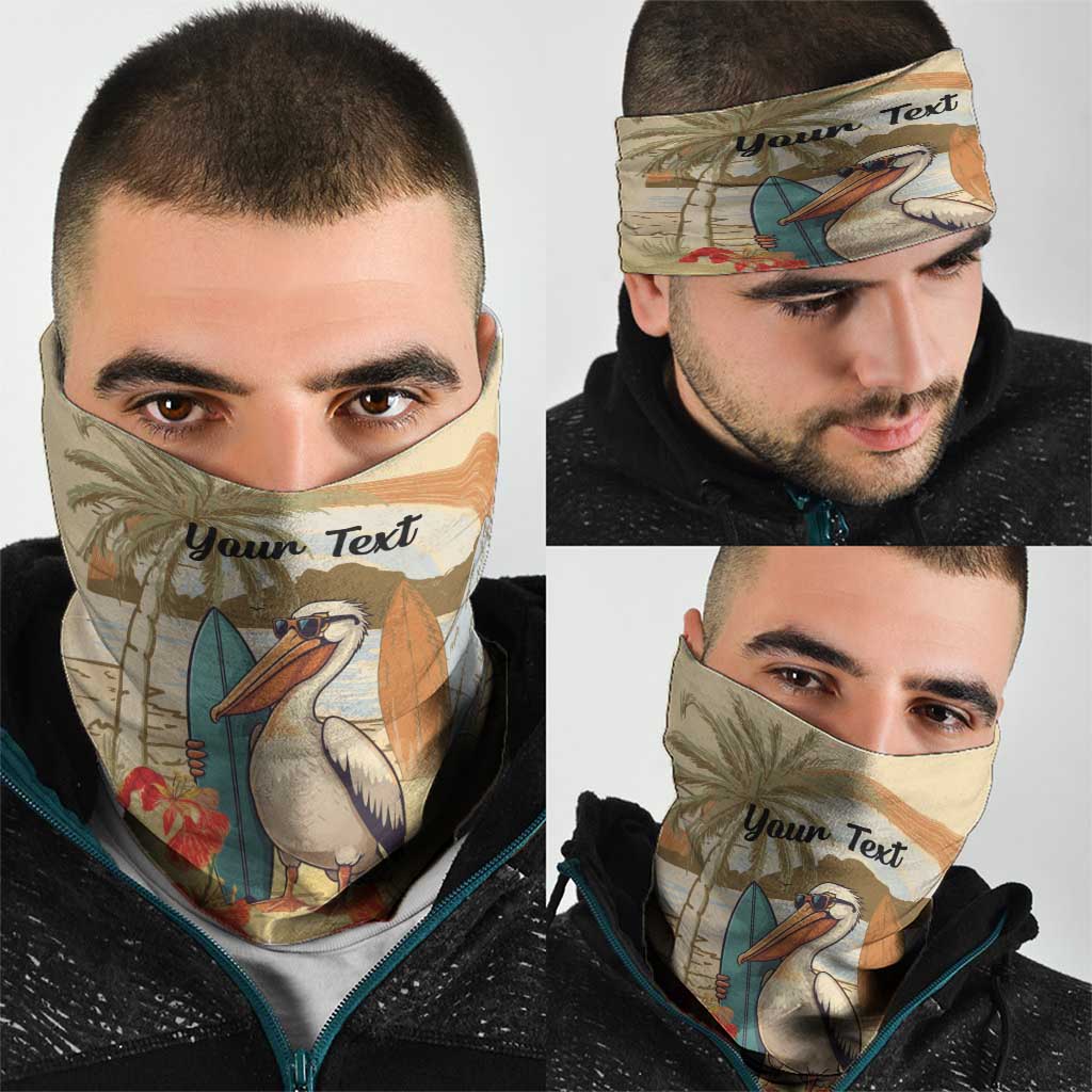 Personalized Saint Kitts And Nevis Neck Gaiter Brown Pelican Beach Vibe - Wonder Print Shop