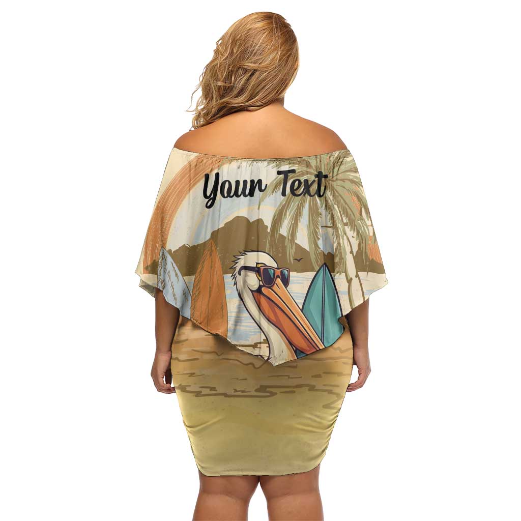 Personalized Saint Kitts And Nevis Off Shoulder Short Dress Brown Pelican Beach Vibe - Wonder Print Shop