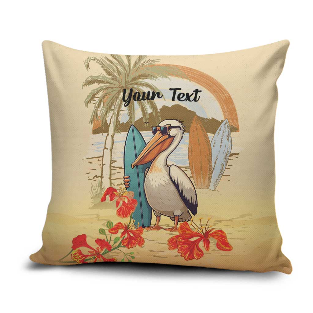 Personalized Saint Kitts And Nevis Pillow Cover Brown Pelican Beach Vibe - Wonder Print Shop