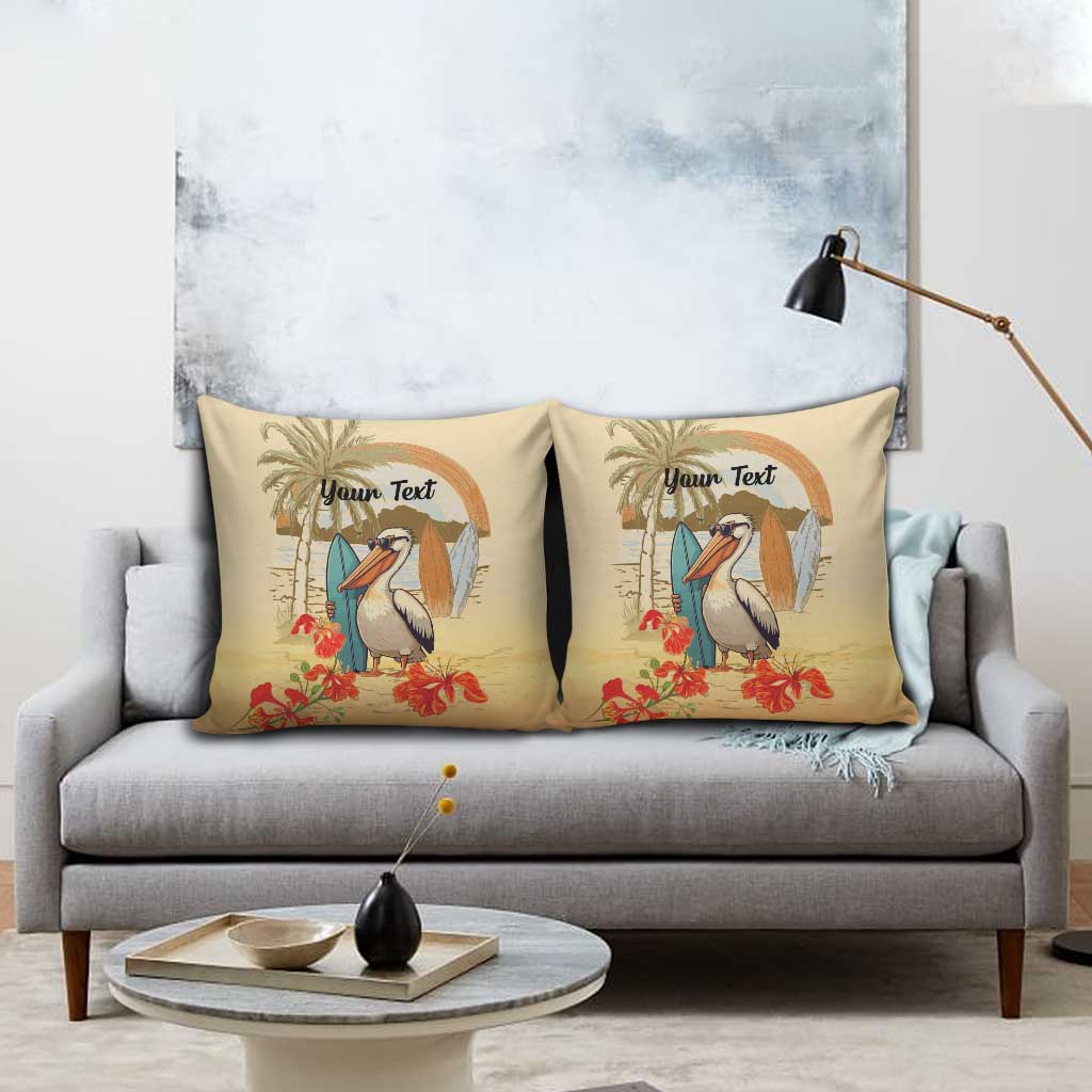 Personalized Saint Kitts And Nevis Pillow Cover Brown Pelican Beach Vibe - Wonder Print Shop