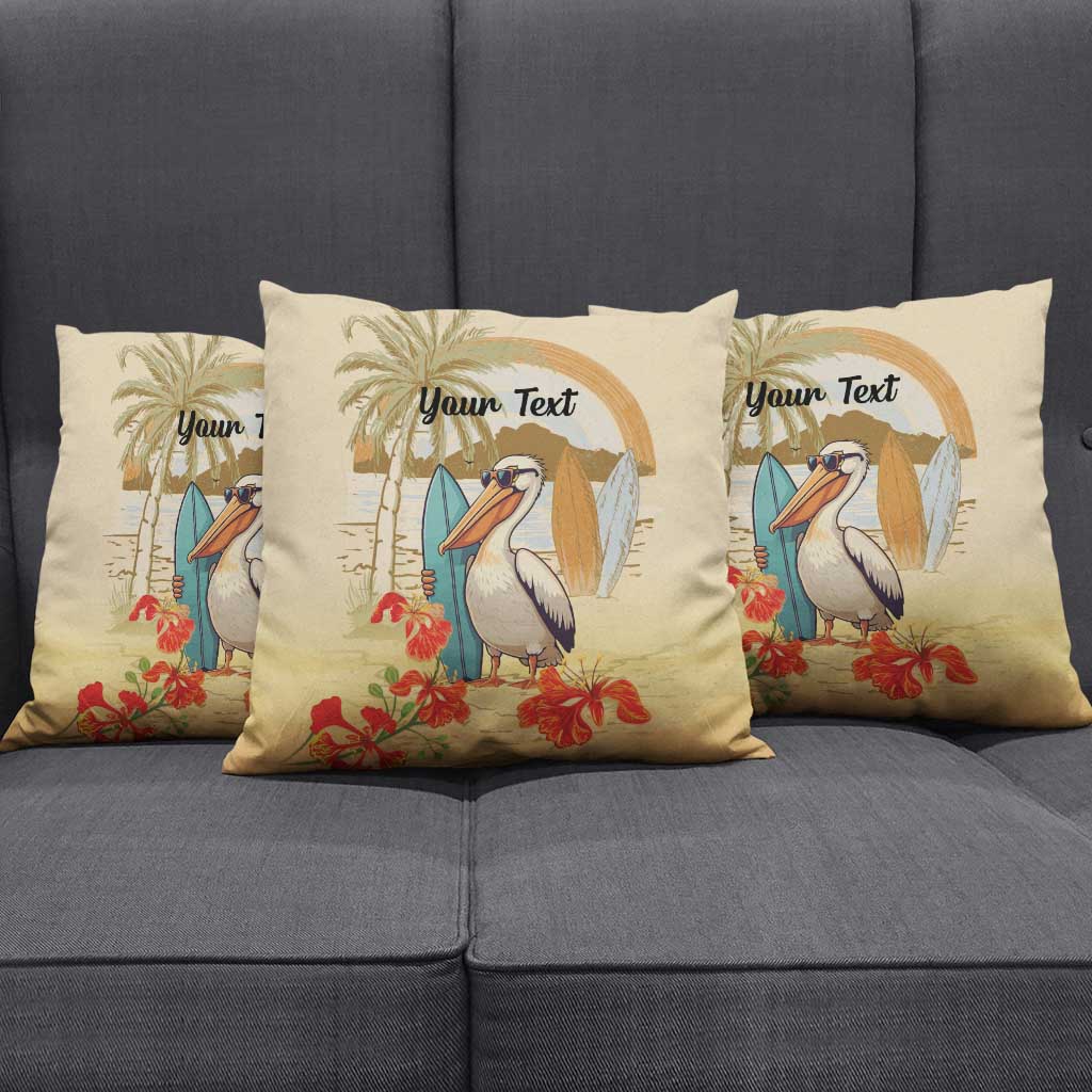 Personalized Saint Kitts And Nevis Pillow Cover Brown Pelican Beach Vibe - Wonder Print Shop