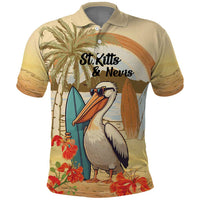 Personalized Saint Kitts And Nevis Polo Shirt Brown Pelican Beach Vibe - Wonder Print Shop