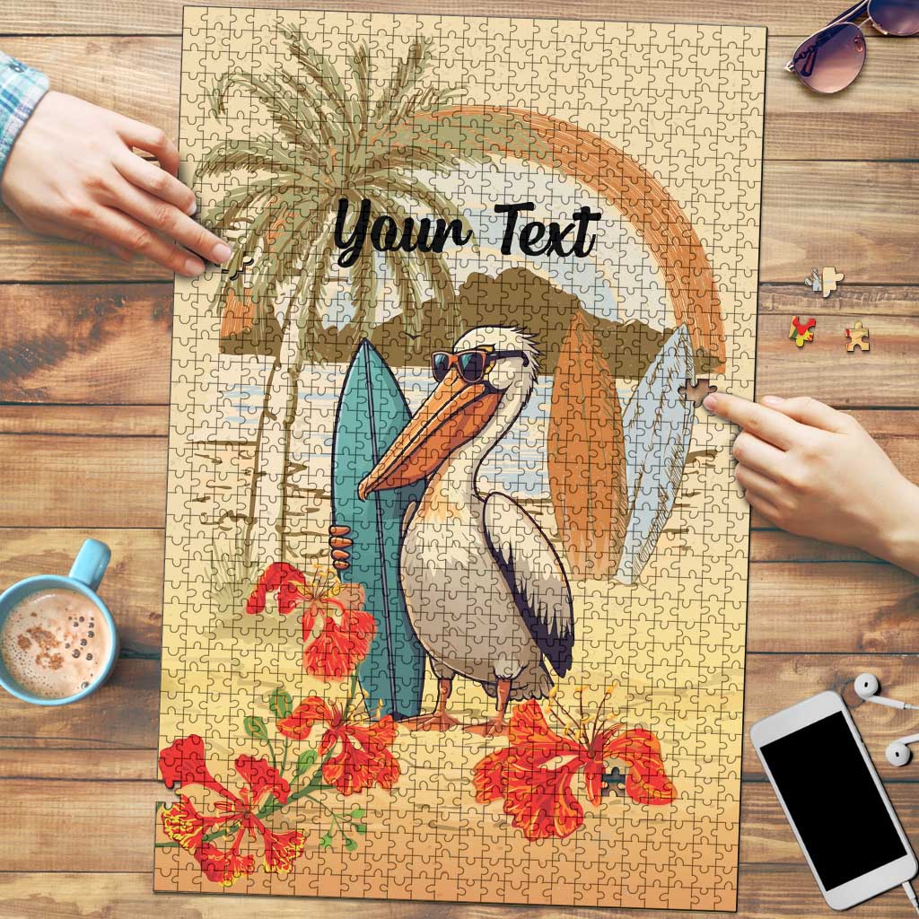 Personalized Saint Kitts And Nevis Puzzle Brown Pelican Beach Vibe - Wonder Print Shop