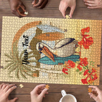 Personalized Saint Kitts And Nevis Puzzle Brown Pelican Beach Vibe - Wonder Print Shop