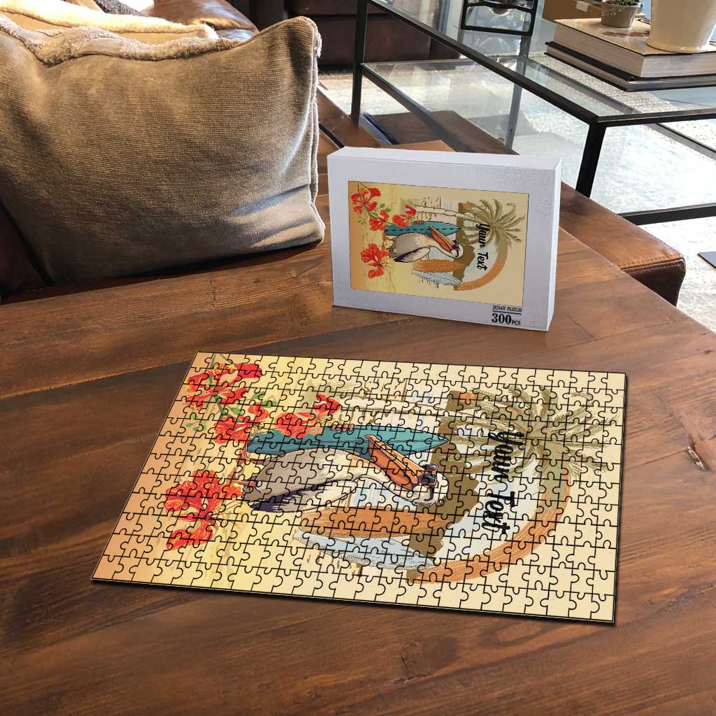 Personalized Saint Kitts And Nevis Puzzle Brown Pelican Beach Vibe - Wonder Print Shop