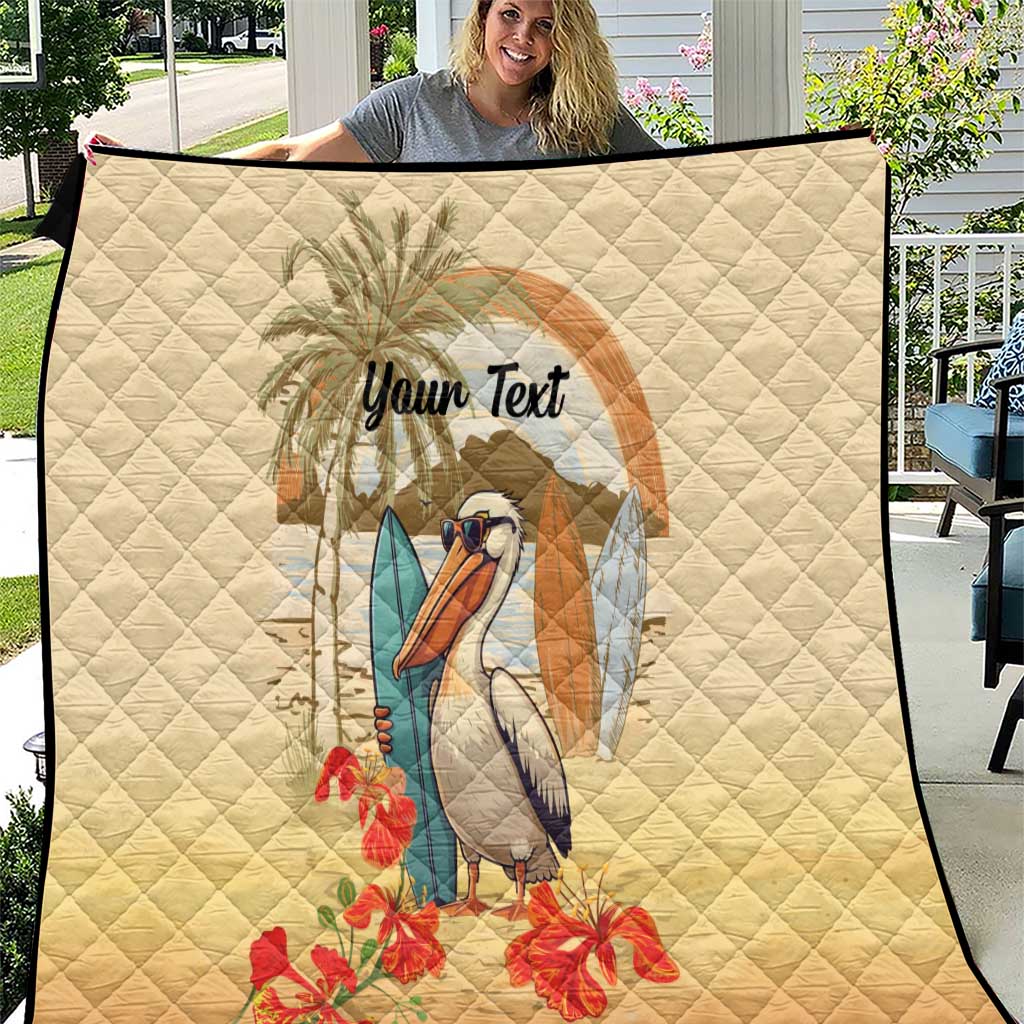 Personalized Saint Kitts And Nevis Quilt Brown Pelican Beach Vibe - Wonder Print Shop