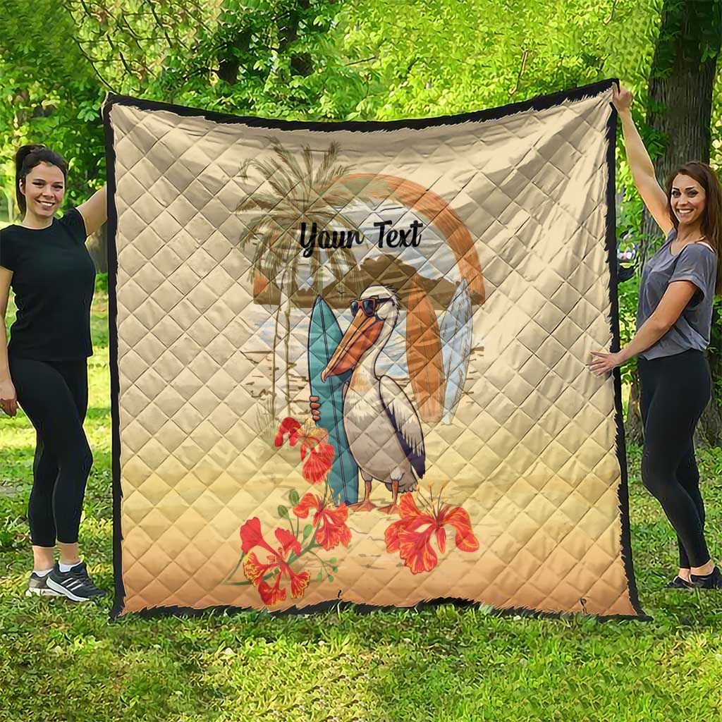 Personalized Saint Kitts And Nevis Quilt Brown Pelican Beach Vibe - Wonder Print Shop