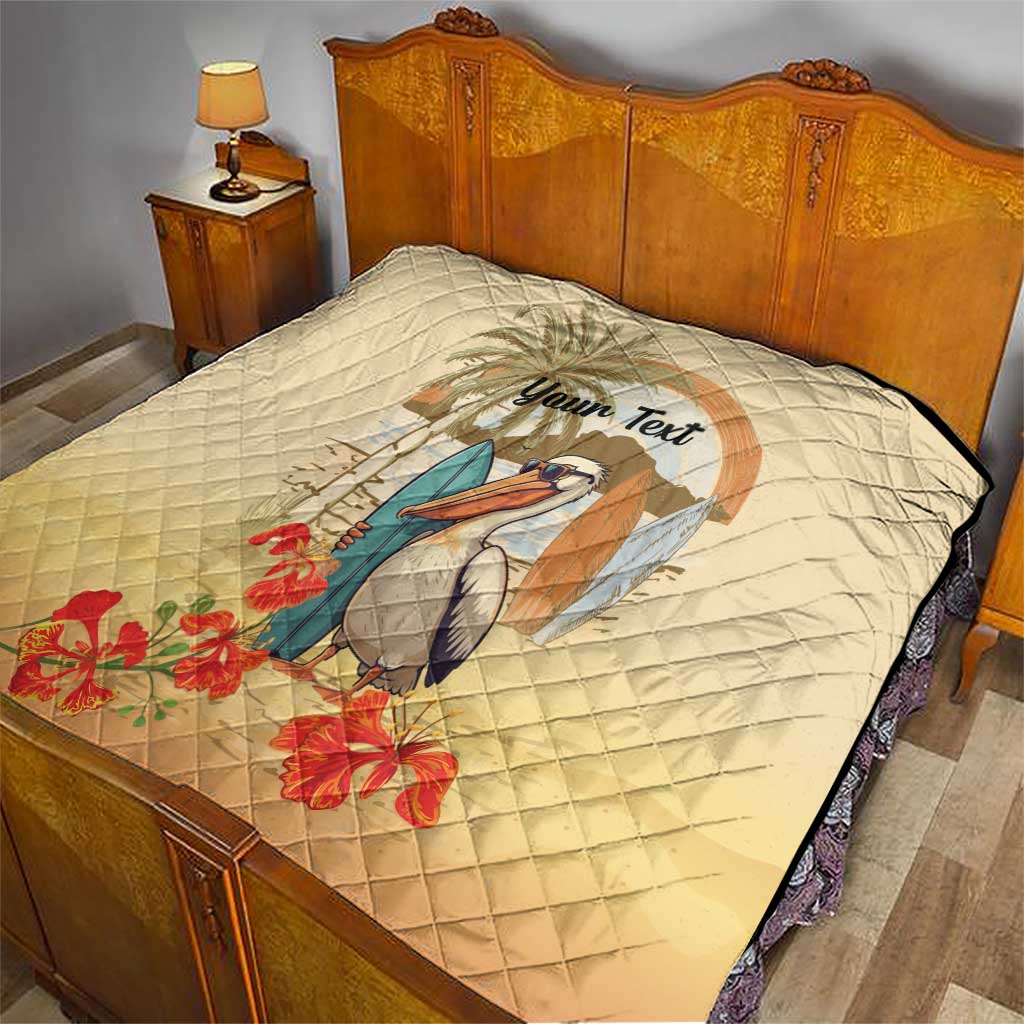 Personalized Saint Kitts And Nevis Quilt Brown Pelican Beach Vibe - Wonder Print Shop