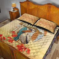 Personalized Saint Kitts And Nevis Quilt Bed Set Brown Pelican Beach Vibe - Wonder Print Shop