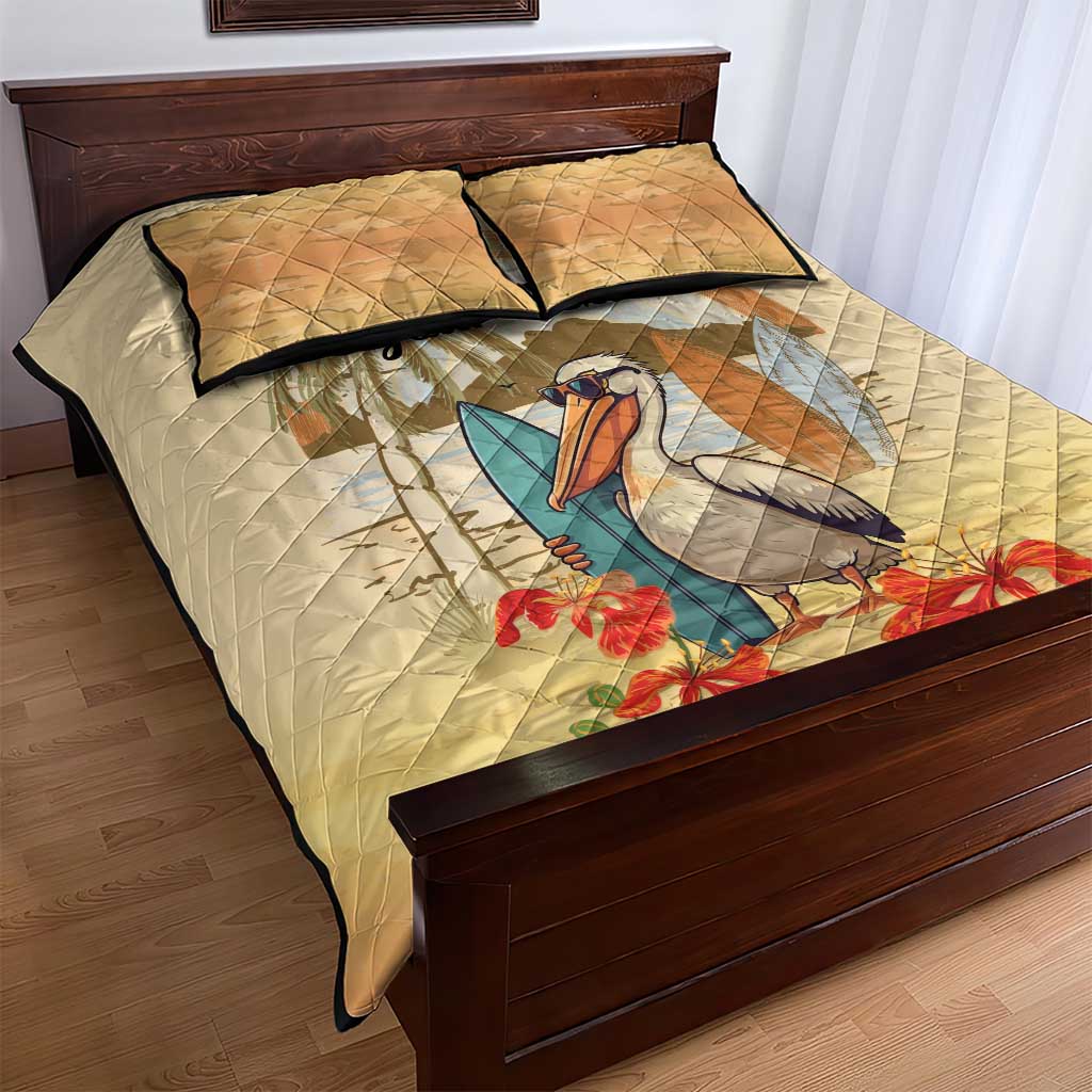 Personalized Saint Kitts And Nevis Quilt Bed Set Brown Pelican Beach Vibe - Wonder Print Shop