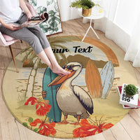 Personalized Saint Kitts And Nevis Round Carpet Brown Pelican Beach Vibe - Wonder Print Shop