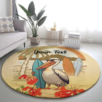 Personalized Saint Kitts And Nevis Round Carpet Brown Pelican Beach Vibe - Wonder Print Shop